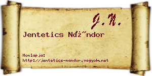 Jentetics Nándor névjegykártya